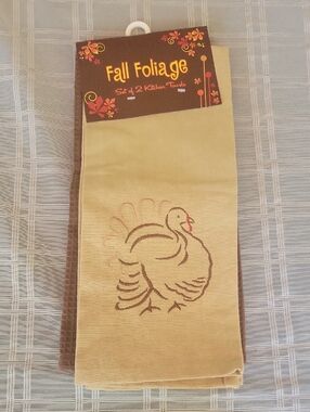 Two Fall Foliage Kitchen Towels - New